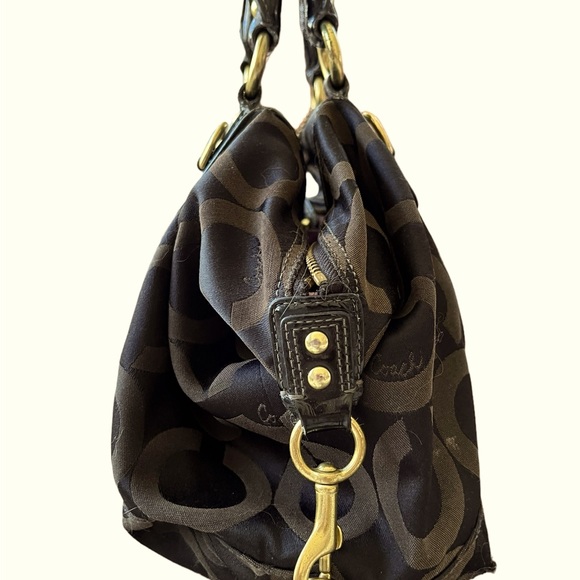Coach Bag/Coach Madison Black Jacquard Sabrina Handbag Satchel all gold hardware - Picture 6 of 12